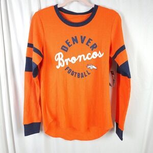 NWT NFL Denver Broncos Orange Navy Long Sleeve Shirt Women's Medium